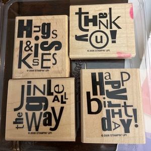 Stampin Up Rubber Stamp Set Alphabet Soup with example page and box.